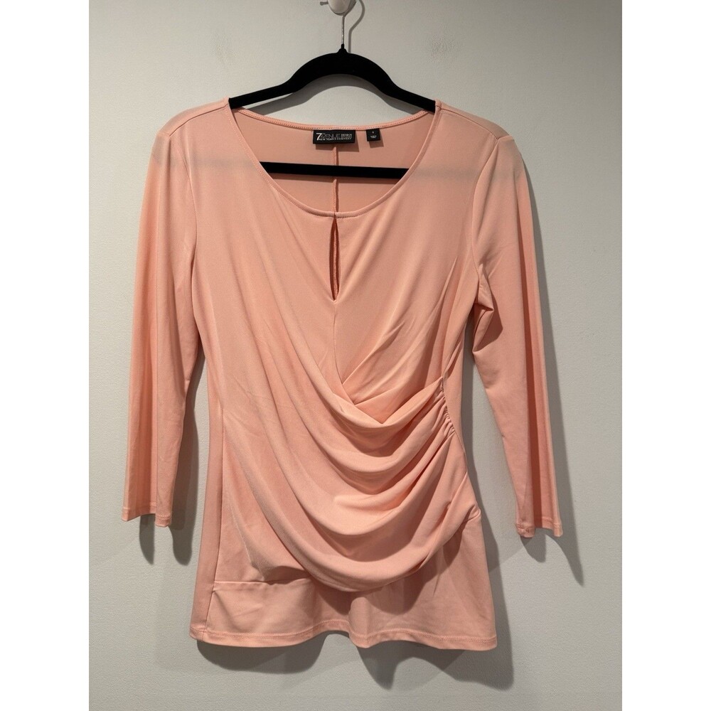 7th Avenue Design Studio Blouse Womens Small Pink Stretch Minimal Preppy Work
